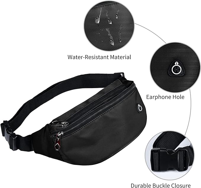 Fanny Pack for Men Women, Waterproof Sports Waist Bag Pack, Belt Bag for Travel Hiking Running
