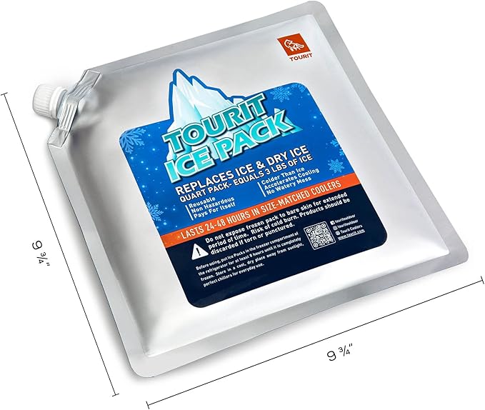 TOURIT Reusable Ice Pack for Coolers Long Lasting Cooler Ice Packs for Cooler Bag Lunch Bags/Boxes, Cooler Backpacks, Freezer Packs for Coolers