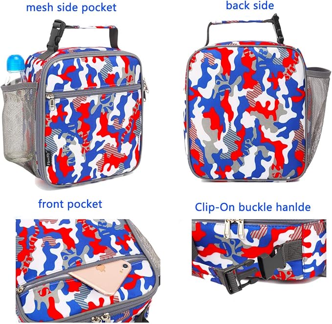 FlowFly Kids Lunch box Insulated Soft Bag Mini Cooler Back to School Thermal Meal Tote Kit for Girls, Boys, Alphabet
