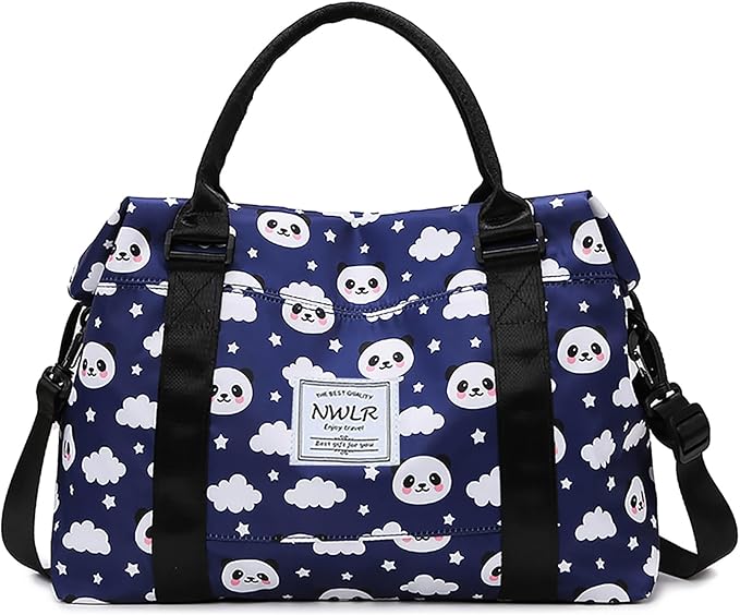 Travel Duffle Bag Weekender Overnight Bag Gym Tote with Dry and Wet Separated Pocket for Women Girls Shoulder Workout Duffel Bag Water Resistant (cute panda)