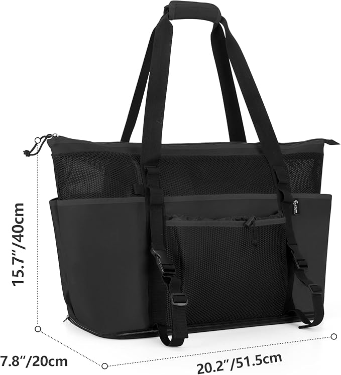 Fasrom Family Beach Tote Bag with Wet and Dry Separation Bundle with Drawstring Beach Bag Backpack with Waterproof Bag and Pocket