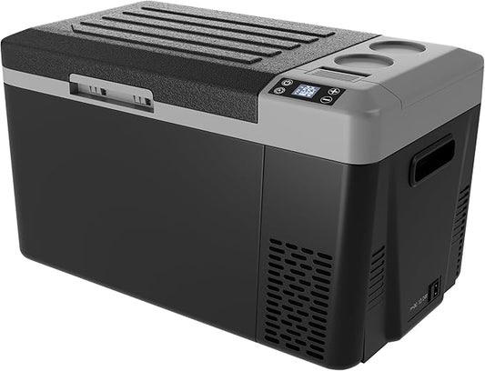12 Volt Refrigerator Electric Cooler - 24Quart(23L) Refrigerator Compressor 12/24V DC & 100-240V AC, 12V Fridge Usable Battery for Truck, Boat, Camping, Travel, Home