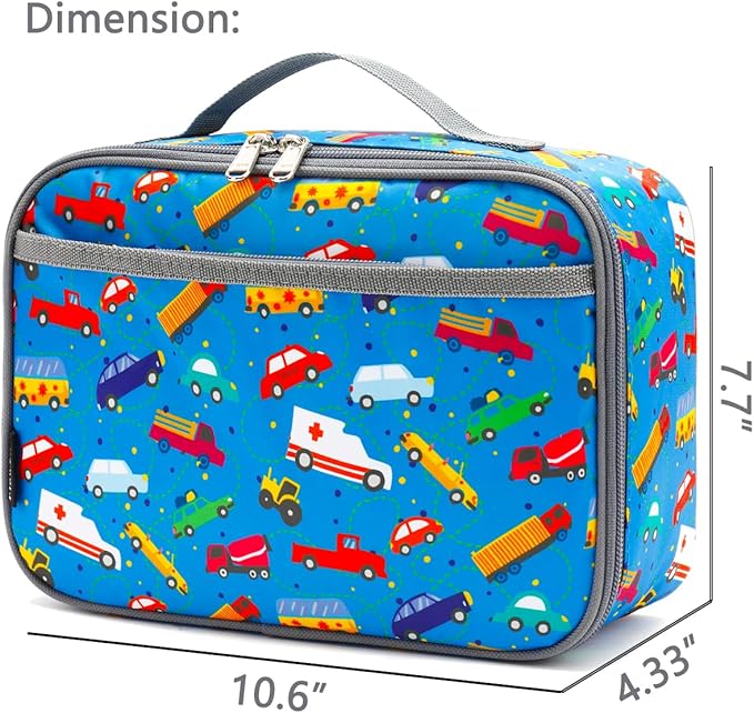FlowFly Kids Lunch box Insulated Soft Bag Mini Cooler Back to School Thermal Meal Tote Kit for Girls, Boys, Car