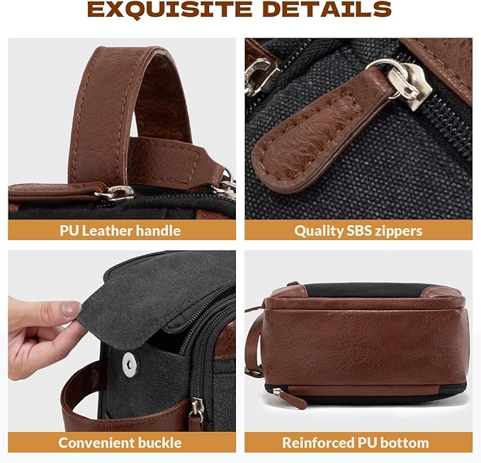 Travel Toiletry Bag for Men - Canvas Toiletries Bag with Multiple Pockets Large Hanging Dopp Kit Travel Bag for Toiletries Essentials Accessories - Dark Grey