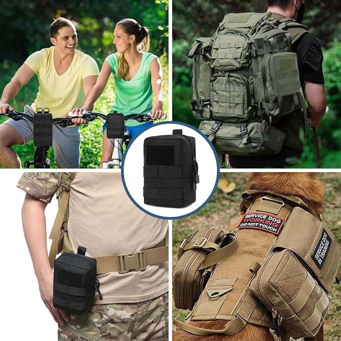 MUCHER 2 Pack Molle Pouches Tactical Pouches EDC Pouch Organizer Molle Bag Utility Pouch with 4 Carabiners for Outdoor Hiking Hunting Camping Training