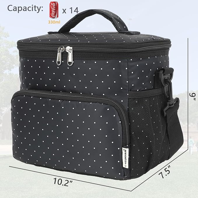 Insulated Lunch Bag for Adult/Women/Men, Reusable Large Lunch Box Cooler Soft Leakproof Tote, Thermal Meal Prep Lunch Pail with Adjustable Shoulder Strap for School/Travel/Office, Dot