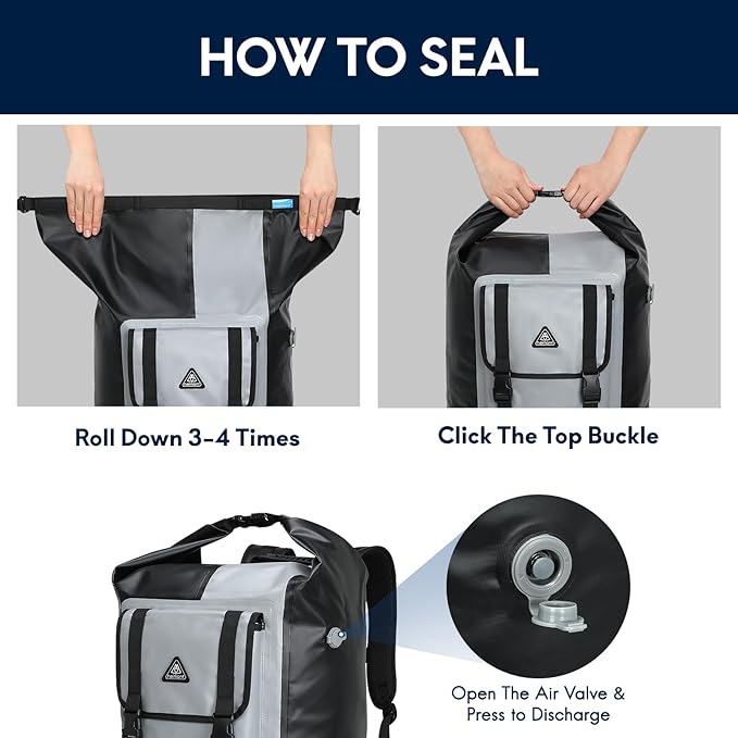 Haimont 100% Waterproof Roll-Top Backpack Heavy Duty Large Capacity IPX7 Dry Bag for Kayaking Rafting SUP Camping, 60/100L