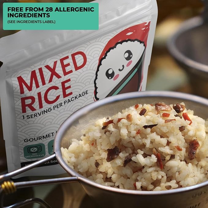 Camping and Backpacking Food | Dehydrated Freeze-Dried Japanese Gomoku Mixed Rice | Emergency Food with 5-year Shelf Life | Made in Japan [5 pack]