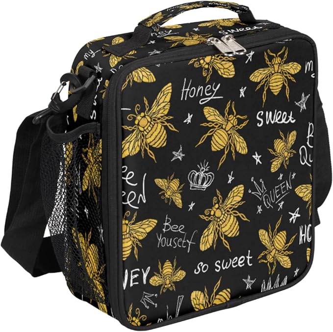 cfpolar Insulated Lunch Bags Animal Bee Letter Quote Lunch Box for Men Boys Girls Reusable Mini Cooler Lunch Tote Lunchbox Thermal Meal Tote Kit with Shoulder Strap for Work School Picnic