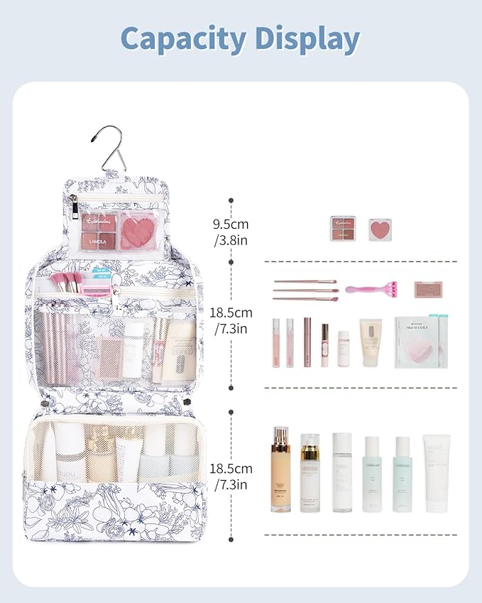 Narwey Hanging Travel Toiletry Bag Cosmetic Make up Organizer for Women and Girls Waterproof