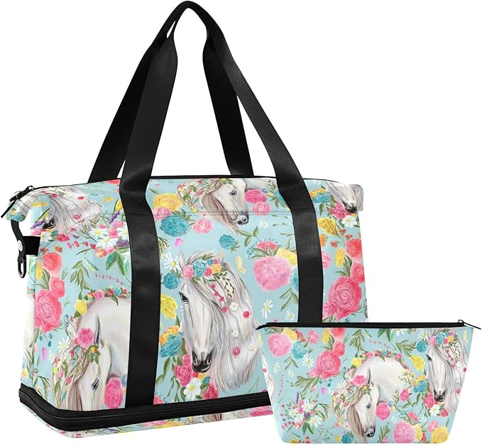 Women's Weekender Duffle Bag for Travel and Gym with Toiletry and Shoes Compartment