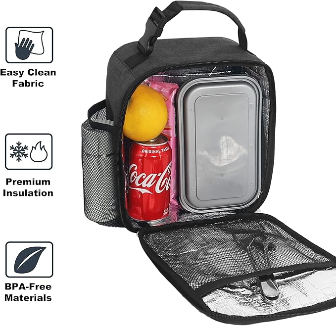 Lunch Box for Men & Women Durable Lunch Bag for Adults Reusable Small Lunchbox Dark Grey