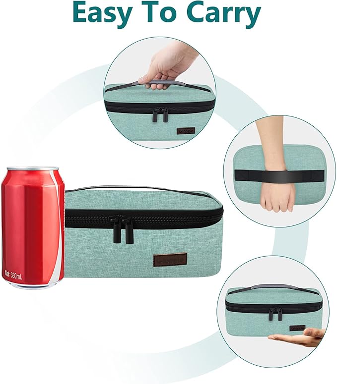 Gloppie Little Lunch Bag Small Insulated Lunch Box for Women Kids Lunchbox Mini Lunchbag Portable Cooler Bags Petty Lunch Pail Reusable Snack Container, Green