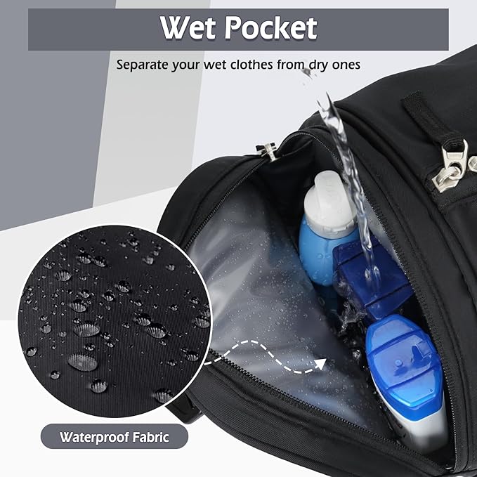 Small Gym Duffle for Women Men - Mini Waterproof Workout Sport Yoga Travel Overnight Weekender Dance Bag - Black
