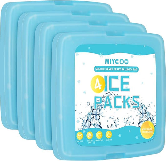 MIYCOO Ice Packs for Lunch Boxes & Lunch Bag - Quick Freeze Ice Pack Space Saving Freezer Packs - Reusable Slim Original Cool Pack - Cooler Accessories for Beach, Camping and Fishing