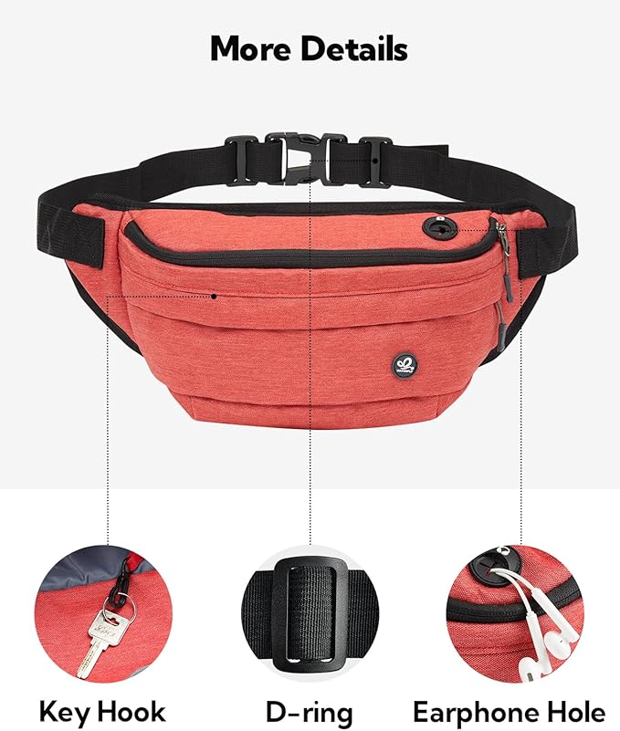 WATERFLY Fanny Pack for Men Women Water Resistant Large Hiking Waist Bag Pack Carrying All Phones for Running Walking Traveling