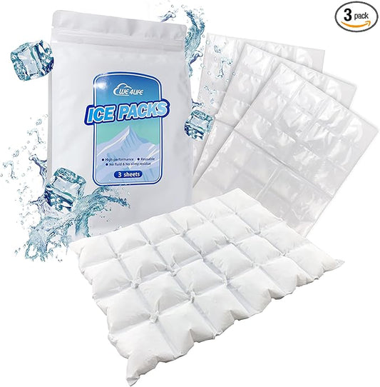 Reusable Ice Pack Sheets for Coolers - Flexible Ice Sheets Cooler Ice Blankets - Lunch Bag Freezer Packs - Ice Mat Cube Sheets Keep Food Fresh Beverage Cold - Cuttable Large Size 3 Packs