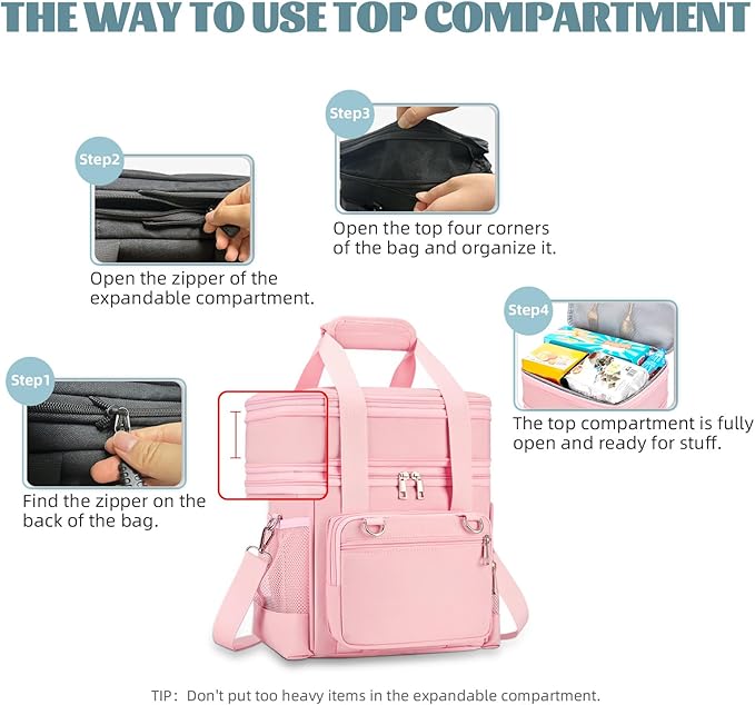 Insulated Lunch Box for Men/Women: Reusable Lunch Bag for Work Office Daytrip Picnic Beach - Leakproof Cooler Tote Bag Organizer for Adults - Pink