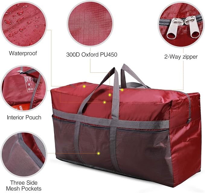 REDCAMP Foldable Travel Bag, Large Sports Bag, 75L/96L/100L, Lightweight Waterproof Tote Bag