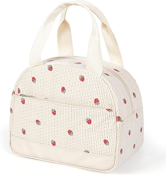 Lunch Box Lunch Bag for Women Men, Leakproof, Insulated Lunch Box Tote with Large Capacity, Lunch Container for Work/Office (Corduroy Strawberry)