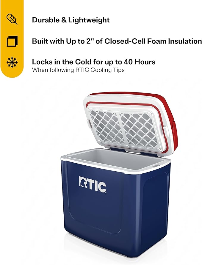 RTIC 8 QT Road Trip Personal Cooler, Small, Compact, Insulated, Portable Ice Chest Box for Food, Drink, Beverage, Beach, Camping, Picnic, Fishing, Boat, 12-Can Capacity