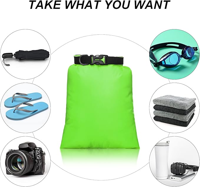 Shappy 12 Pcs Waterproof Dry Bag Set 6 Sizes Lightweight Sacks and Long Adjustable Shoulder Strap Outdoor Water Proof Keep Gear Dry Bag Stuff Sacks for Backpacking, Boating, Hiking, Camping (Bright)