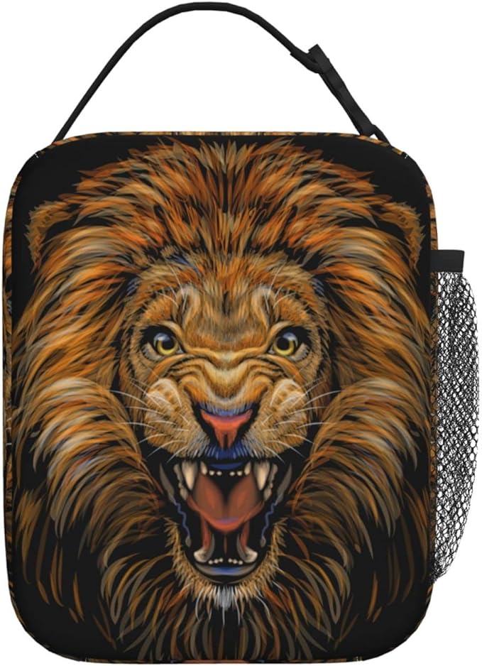 Lion Lunch Box Reusable Insulated Totes Lunch Bag Thermal Cooler For Boy Girls School Men Women Beach Picnic Travel