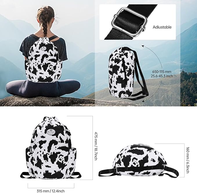 HUA ANGEL Floral Print Drawstring Bag - Lightweight Waterproof Cinch Sackpack with Side Pocket for Men & Women Travel Gym Bag