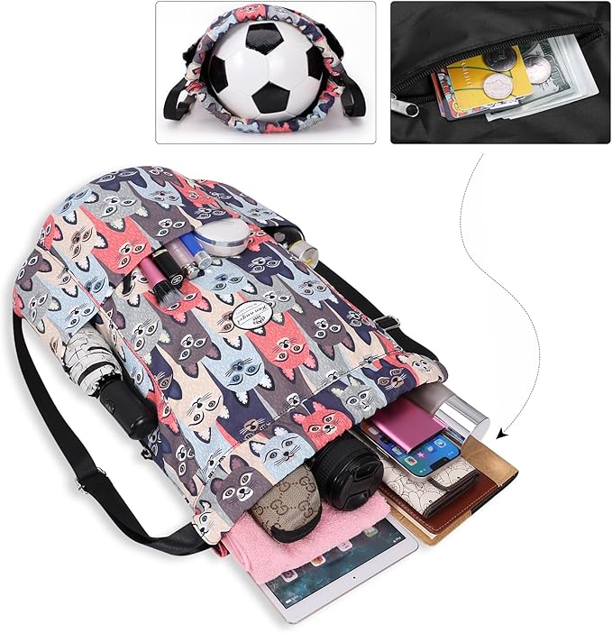 HUA ANGEL Floral Print Drawstring Bag - Lightweight Waterproof Cinch Sackpack with Side Pocket for Men & Women Travel Gym Bag