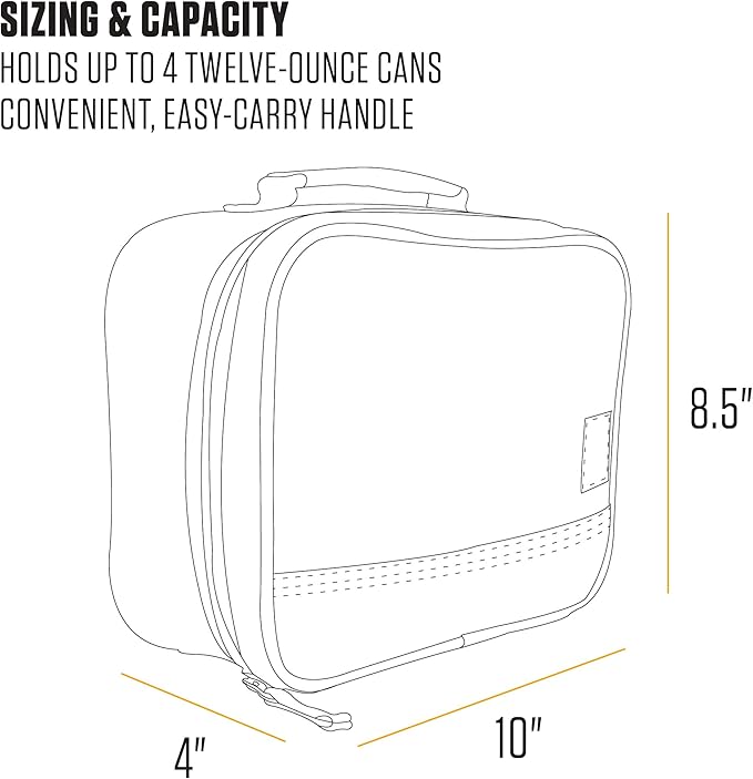 Carhartt Insulated 4-Can Lunch Cooler for Men and Women, Fully Insulated and Water Resistant, Essential Lunch Cooler (Carhartt Brown)