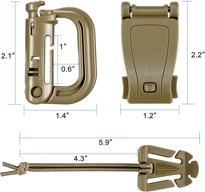 BOOSTEADY 36PCS Attachments for Tactical Backpack Vest Belt,D-Ring Grimloc Locking Gear Clip, Web Dominator Elastic Strings, Strap Management Tool Buckle,Hydration Tube Clips,Key Ring,MOLLE Bag