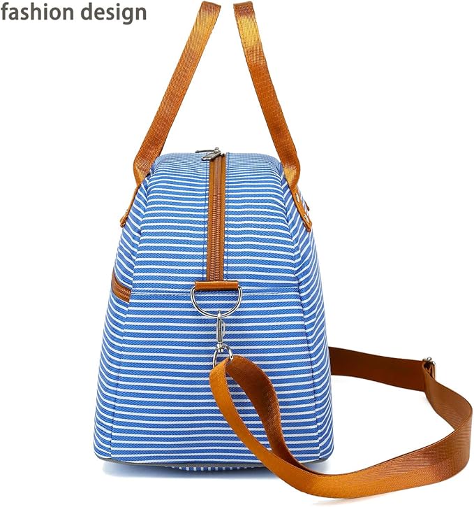 FlowFly Insulated Lunch Bag With Shoulder Strap for Women, Men, and Kids, Large and Reusable, Handle, Freezable Work and School Travel Tote and Meal Prep Organizer,Royal