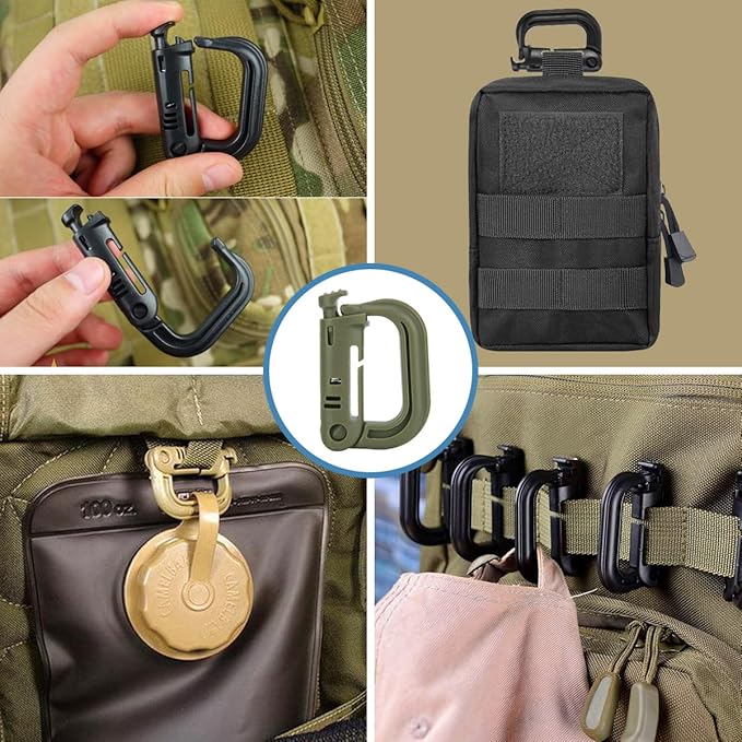 MUCHER 2 Pack Molle Pouches Tactical Pouches EDC Pouch Organizer Molle Bag Utility Pouch with 4 Carabiners for Outdoor Hiking Hunting Camping Training