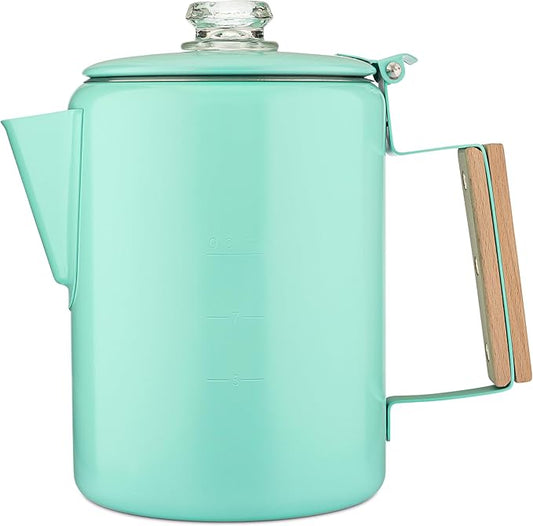 COLETTI Bozeman Camping Coffee Pot — Camping Coffee Makers, Coffee Percolator – America's Sleekest Percolator – NO Aluminum or Plastic (Seafoam)