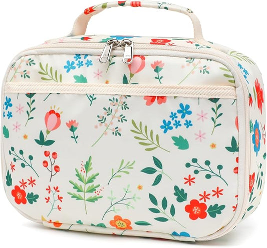 Kids Lunch Box Boys Girls Insulated Lunch Cooler Bag Reusable Lunch Tote Kit for School Travel(Flower)