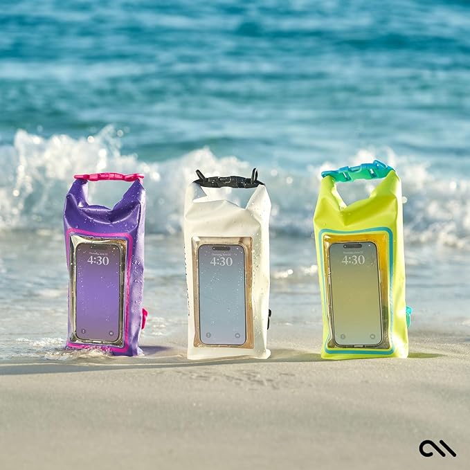 Case-Mate Sand Dollar Mini IP68 Waterproof Bucket Bag - Roll Top Dry Bag 2L Cap with Waterproof Pouch for Swimming Kayaking Boating Travel and More - For Phones Up to 7"