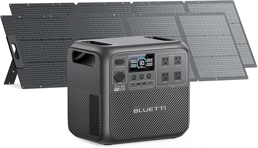 BLUETTI Solar Generator Elite 200 V2 with 2 200W Solar Panels Included (Ships Separately), 2073.6Wh Portable Power Station w/ 4 2600W AC Outlets, 17-Year Lifespan, LFP Power for Camping, Off-grid
