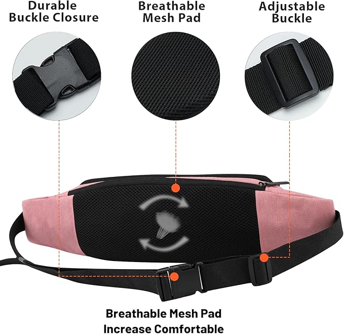 SINNO Large Crossbody Fanny Pack for Women Men Belt Bag With 4-Zipper Pockets for Travel Running Hiking Workout Dog Walking Outdoors Sport Fishing Waist Pack Bag Carrying All Phones