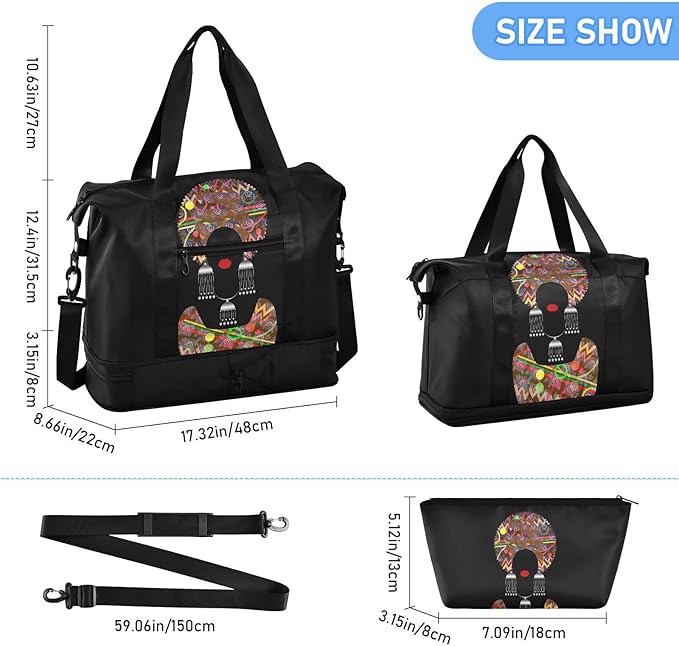 Women's Weekender Duffle Bag for Travel and Gym with Toiletry and Shoes Compartment