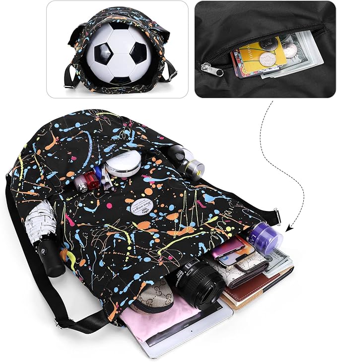 HUA ANGEL Floral Print Drawstring Bag - Lightweight Waterproof Cinch Sackpack with Side Pocket for Men & Women Travel Gym Bag