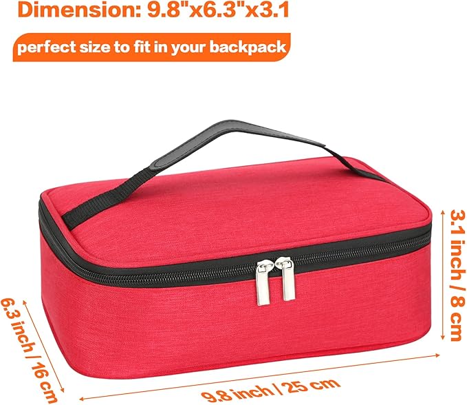 NATURAL STYLE Small Lunch Bag, Mini Portable Thermal Insulated Cooler Bag Lunch Box (Red)