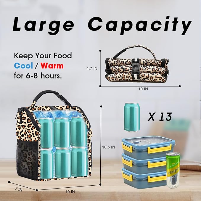 VLM Lunch Box for Women, Insulated Lunch Bag Women with Adjustable Shoulder Strap, Cute Lunch Tote Bag for Work,Picnic,Camping