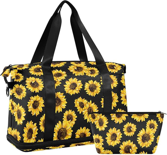 Women's Weekender Duffle Bag for Travel and Gym with Toiletry and Shoes Compartment