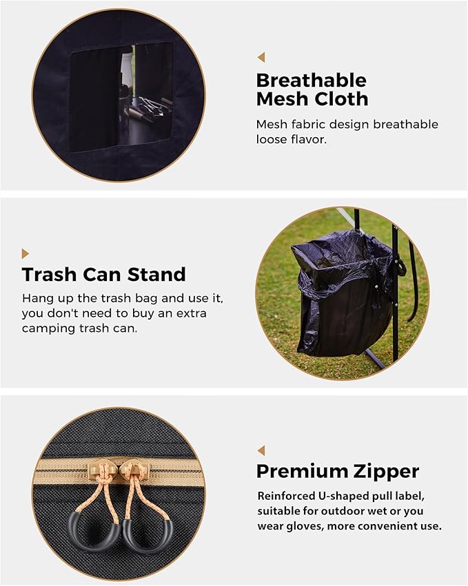 KingCamp Bamboo Camp Kitchen Station, Folding Overland Camping Kitchen Table Hooks Portable Outdoor Cooking with Adjustable Lantern Pole & Windshield Storage Organizer for Tailgating BBQ Picnic RV