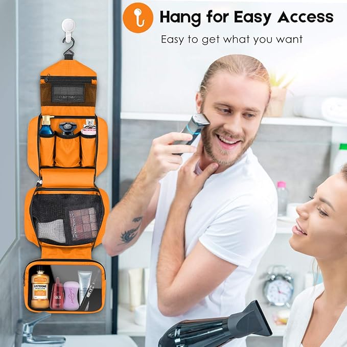 dopobo Travel Toiletry Bag for Women, Dopp Kit for Men, Waterproof Makeup Bag Shaving Bag with Hanging Hook, Portable Toiletry Organizer for Traveling and Camping