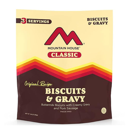 Mountain House Classic Biscuits & Gravy | Freeze Dried Backpacking & Camping Food | 3 Servings
