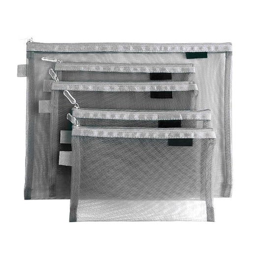 Clear Cosmetic Bags Zip Makeup Mesh Bags Pencil Case Pouch Travel Toiletry Kit Set Storage Case (Grey)