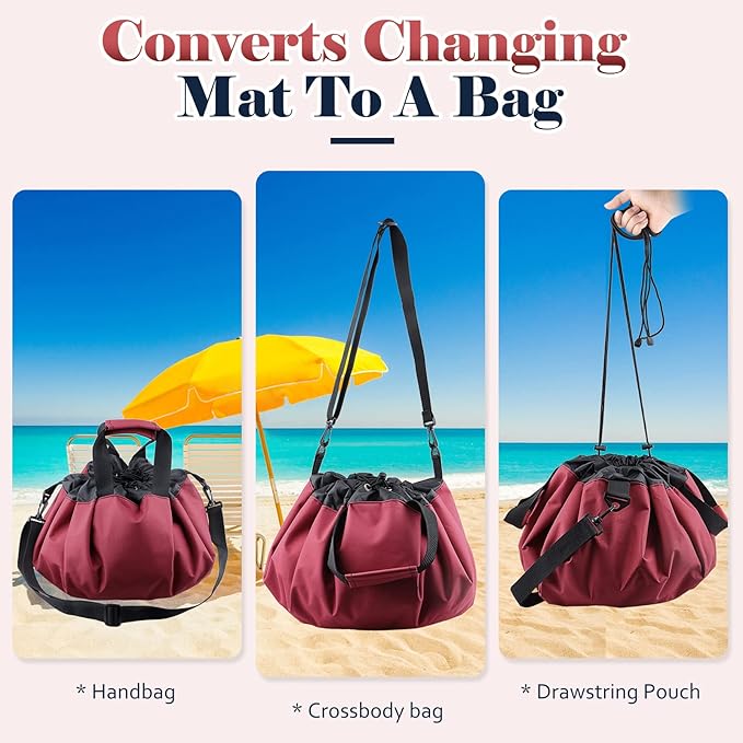 Wetsuit Change Mat, Portable Large Beach Dry Bag Waterproof Changing Mats with Shoulder and Handle Strap for Surfing