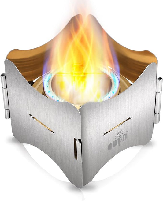 Alcohol Stove, Camping Stove with Stove Cover, Stainless Steel Windproof Solo Stove, Suitable for Outdoor Camping Hiking Backpacking