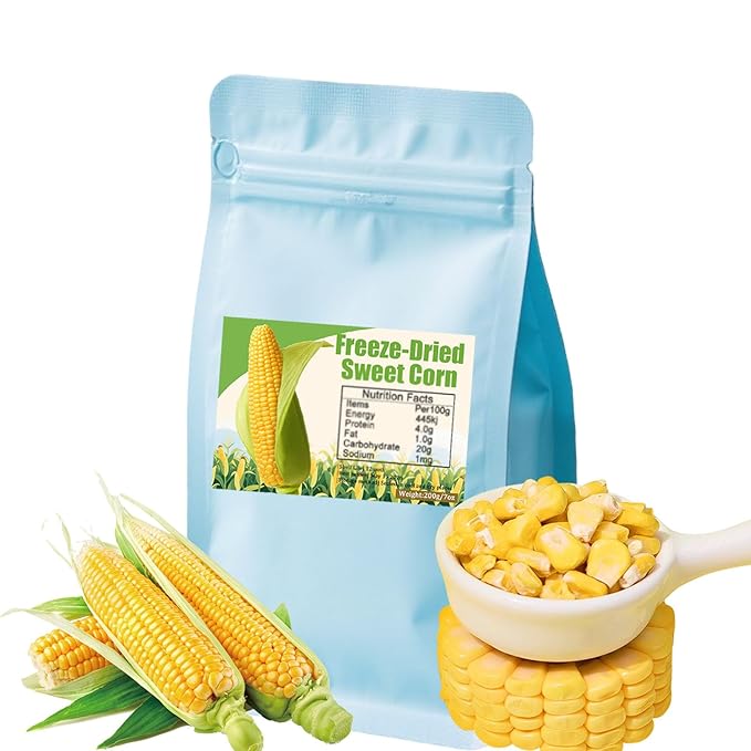Premium Freeze Dried Sweet Corn Kernels 7 Oz/200g，No Sugar & Additives Healthy Snack Foods for Kids or Adults 100% Natural Freeze Dried Vegetables for Soups，Salads,Baking,Yogurt,Snacks